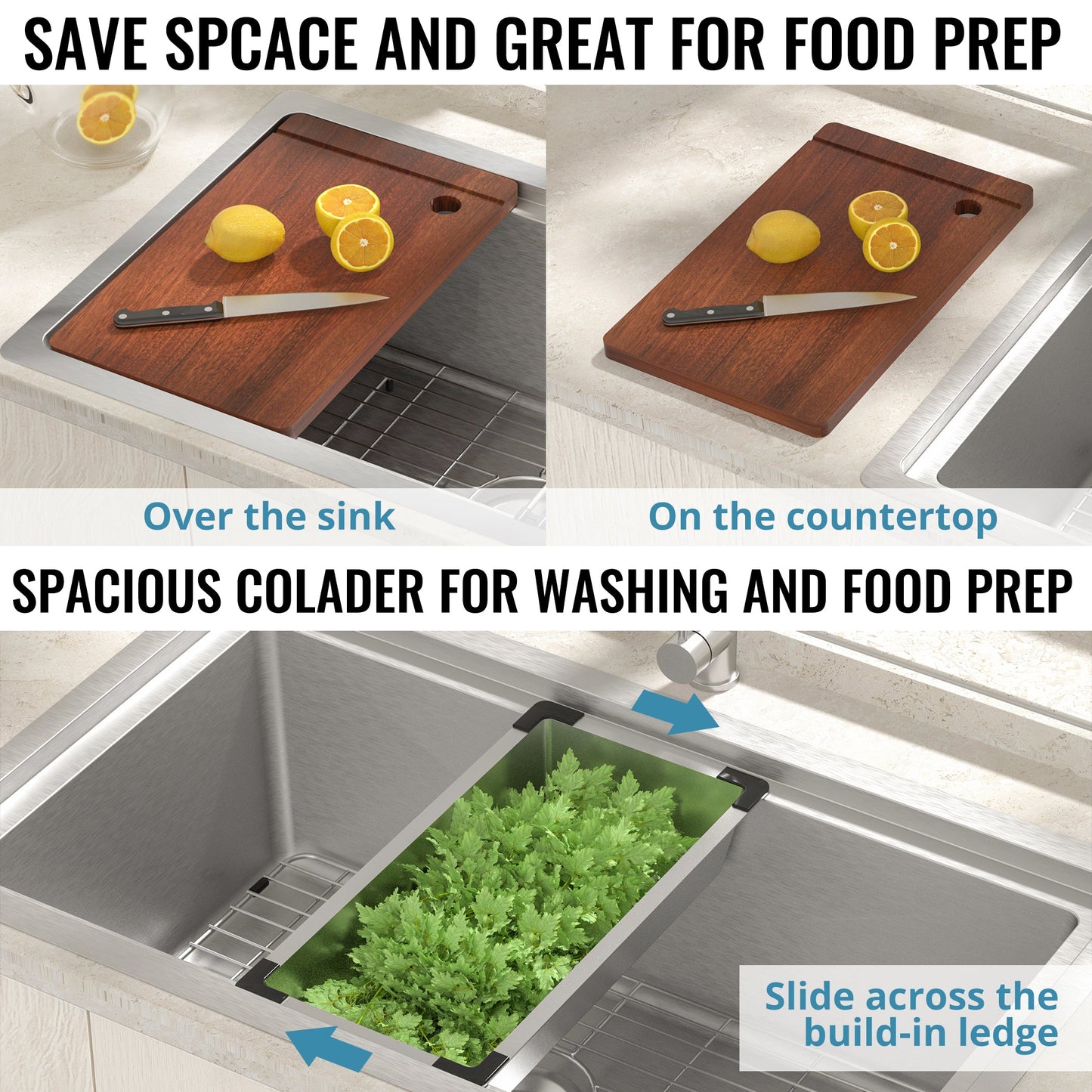30-Inch Undermount Kitchen Sink - 304 SUS Stainless Steel - 16-Gauge - Farmhouse Sink with Accessories