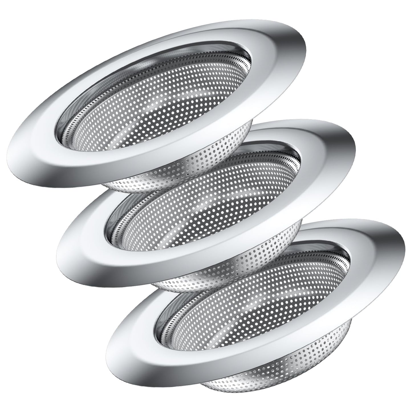 Stainless Steel Utility Sink Strainer - 4.5 inch Standard Single Bowl Free Standing Kitchen Sink Strainer for Farmhouse, Bathroom, Bar, Laundry Room (3 Pack)