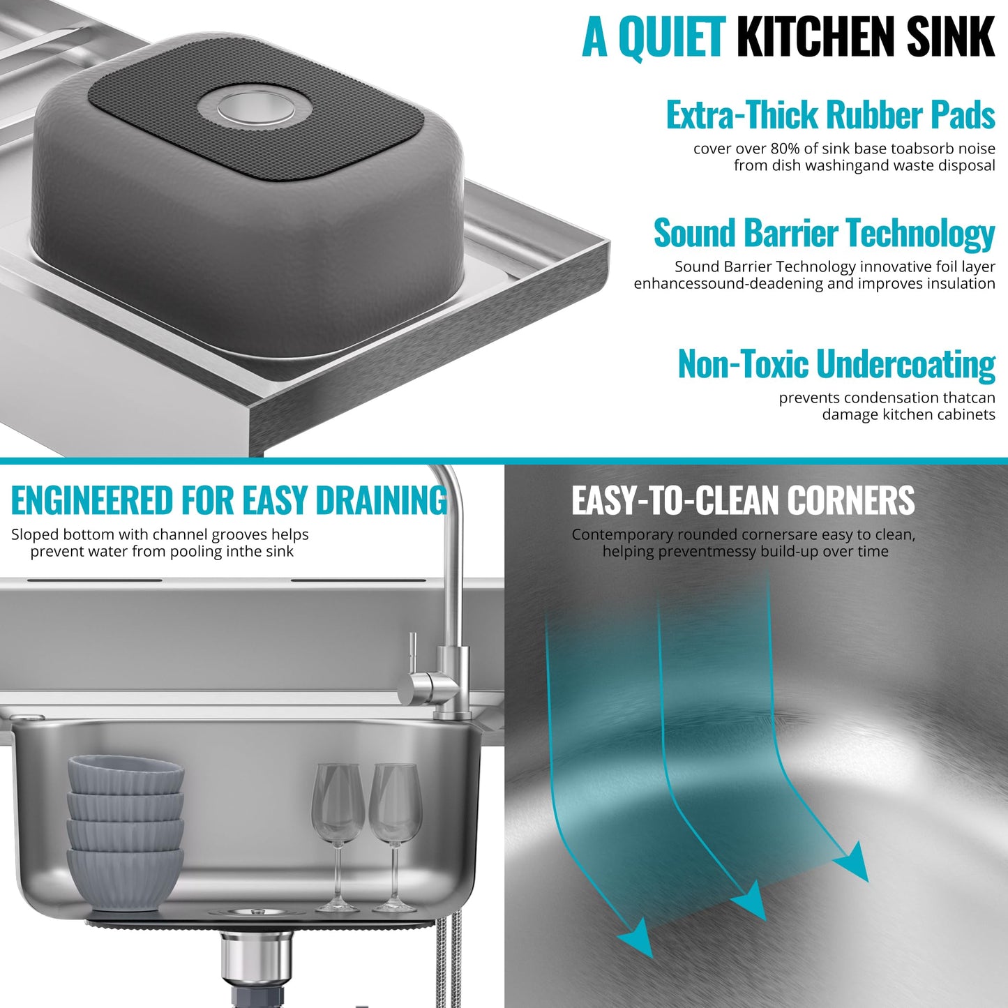 304 Stainless Steel Freestanding Utility Sink Set - 39.5" Single Bowl with Faucet, Drainboard & Adjustable Feet for Outdoor, Garden, Garage, and Commercial Use