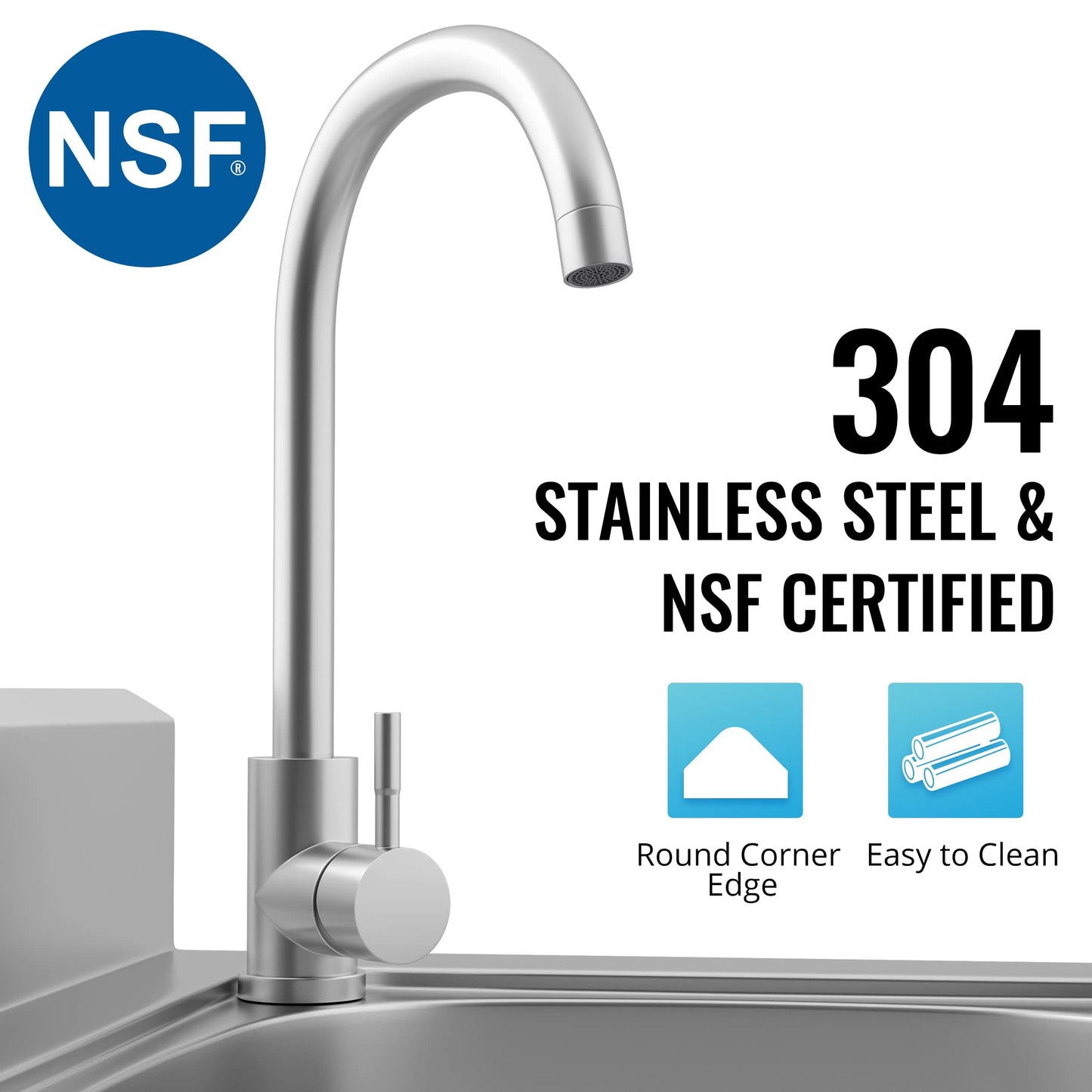 Utility Sink - Stainless Steel Free-Standing Single-Bowl Sink with Hot and Cold Water Pipes for Laundry, Bathroom, and Farmhouse