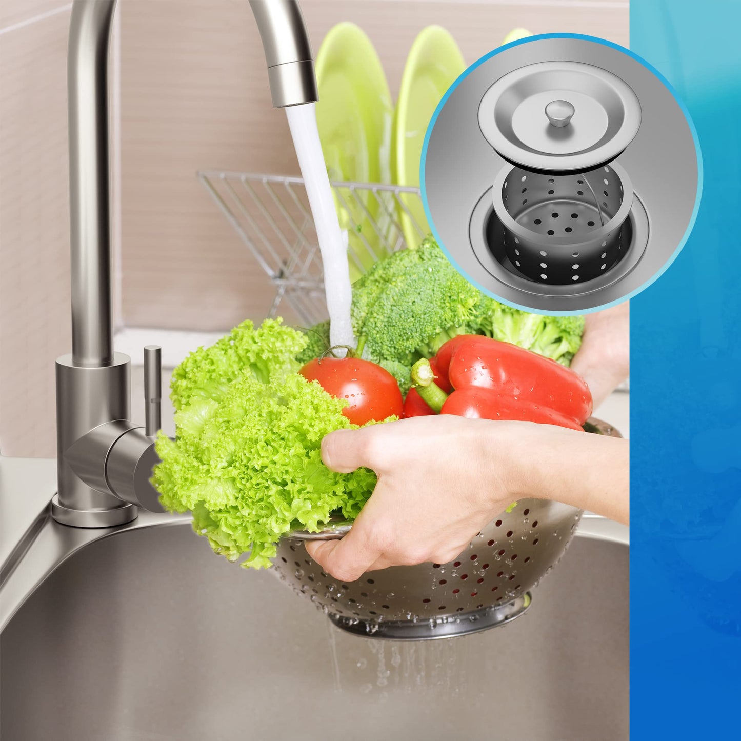 Utility Sink - Stainless Steel Free-Standing Single-Bowl Sink with Hot and Cold Water Pipes for Laundry, Bathroom, and Farmhouse