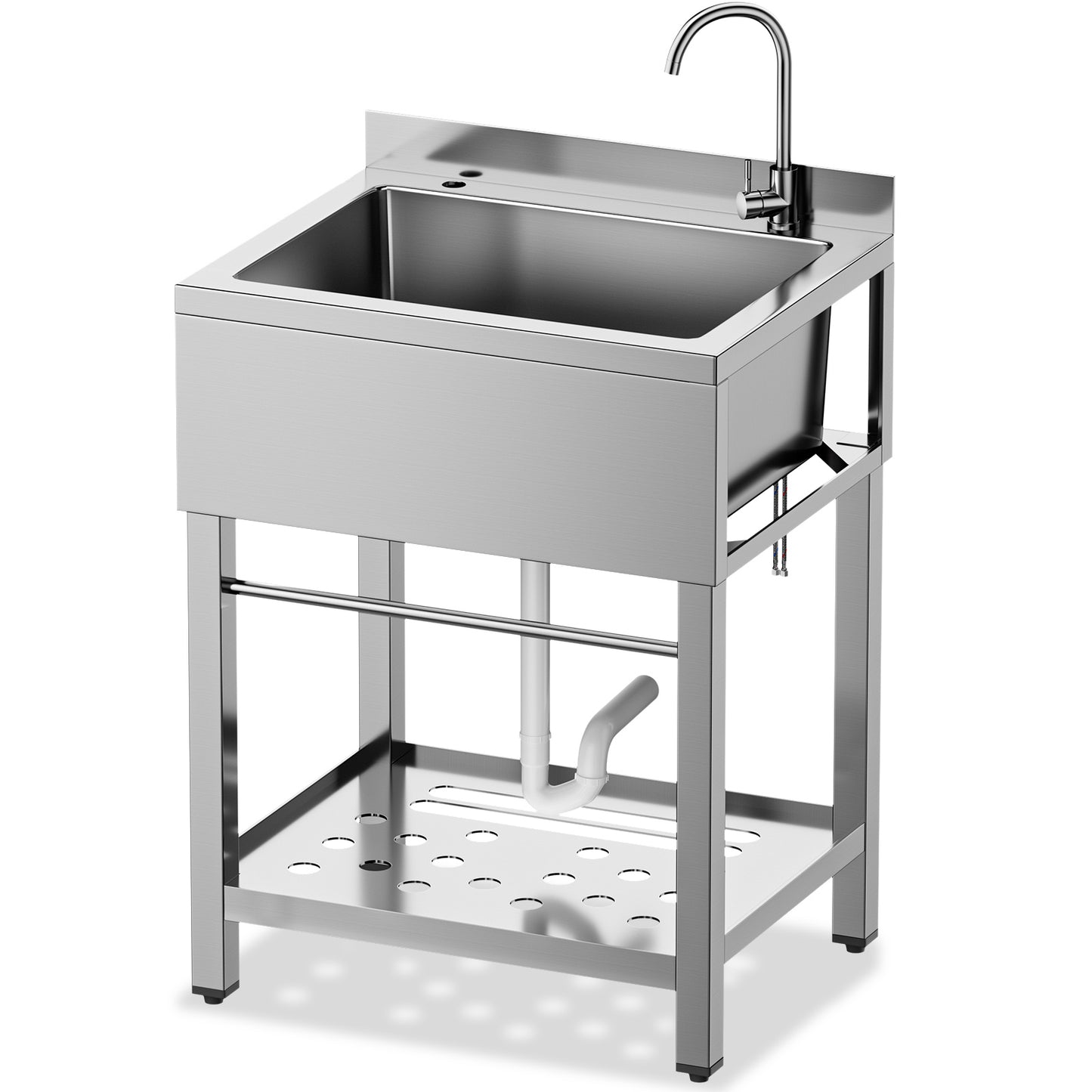 Worcest Stainless Steel Utility Sink Freestanding Single Bowl Garage Sink 25 Inch